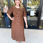 Fall Lace Midi Dress - Chocolate-500 Midi-POLOGRAM-July & June Women's Fashion Boutique Located in San Antonio, Texas