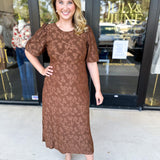 Fall Lace Midi Dress - Chocolate-500 Midi-POLOGRAM-July & June Women's Fashion Boutique Located in San Antonio, Texas