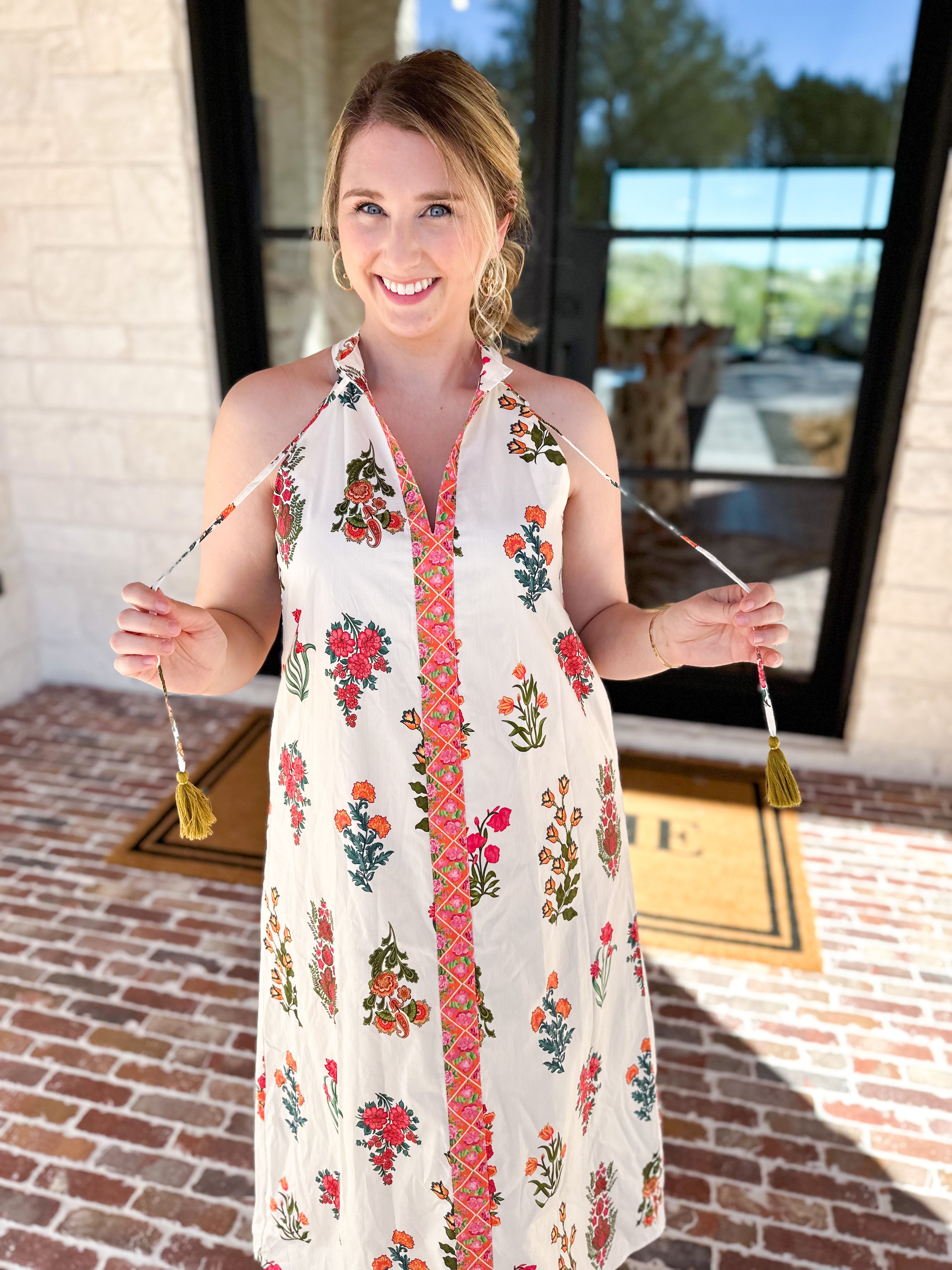THML - Bloom Halter Midi Dress-500 Midi-THML-July & June Women's Fashion Boutique Located in San Antonio, Texas