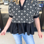 The Fall Peplum Top - Black-200 Fashion Blouses-ENTRO-July & June Women's Fashion Boutique Located in San Antonio, Texas