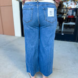 Vervet - Medium Wash High Rise Cropped Wide Leg Jeans-400 Pants-VEVERT BY FLYING MONKEY-July & June Women's Fashion Boutique Located in San Antonio, Texas