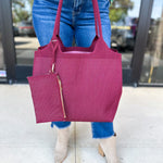 The Robbie Tote - Wine-130 ACCESSORIES-SHIRALEAH-July & June Women's Fashion Boutique Located in San Antonio, Texas