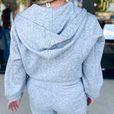 Soft Modal Hooded Jacket - Grey-300 Athleisure/Lounge-SKIES ARE BLUE-July & June Women's Fashion Boutique Located in San Antonio, Texas