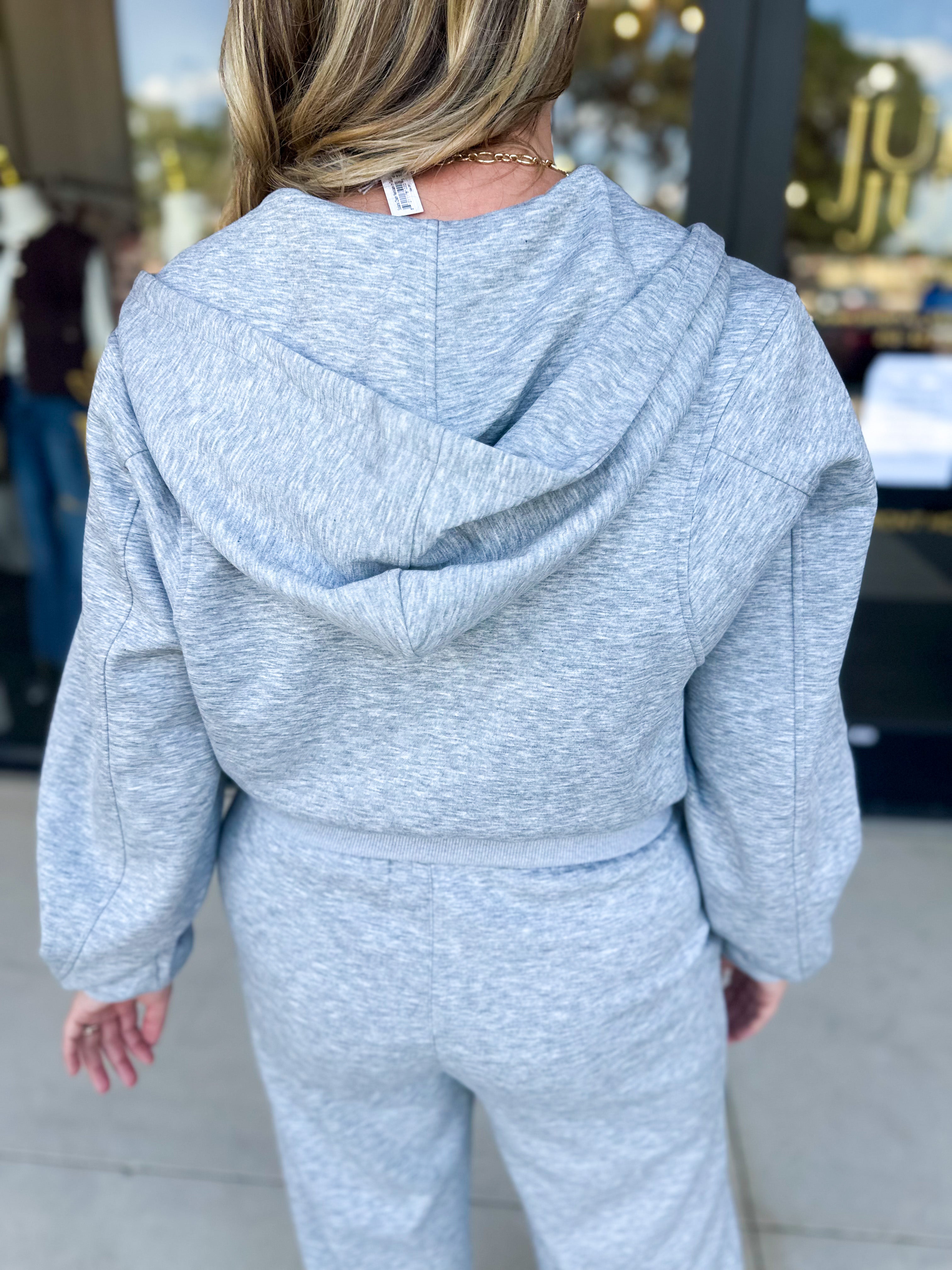 Soft Modal Hooded Jacket - Grey-300 Athleisure/Lounge-SKIES ARE BLUE-July & June Women's Fashion Boutique Located in San Antonio, Texas