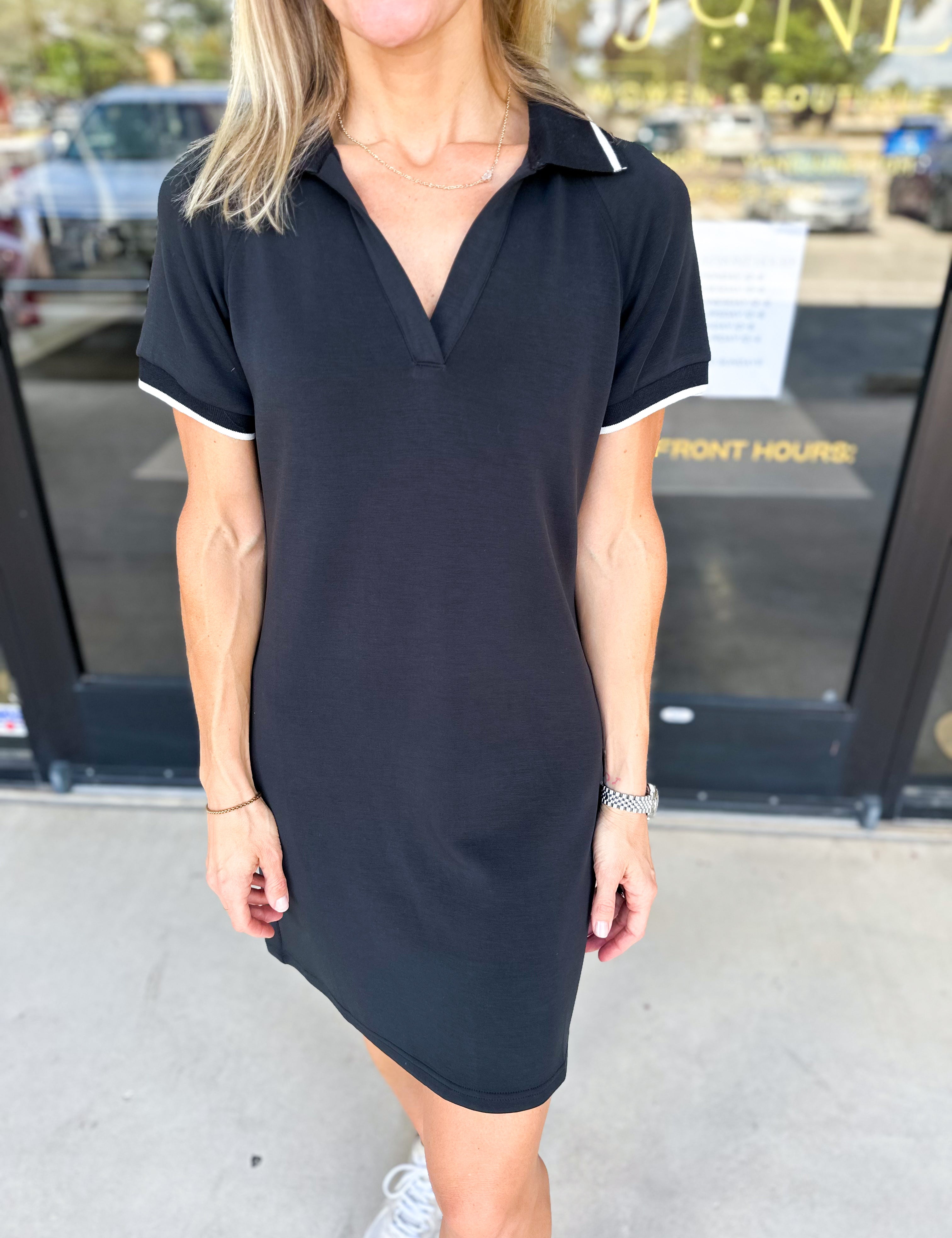 Modal Athletic Mini Dress - Black-510 Mini-SKIES ARE BLUE-July & June Women's Fashion Boutique Located in San Antonio, Texas