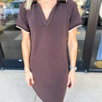 Modal Athletic Mini Dress - Espresso-510 Mini-SKIES ARE BLUE-July & June Women's Fashion Boutique Located in San Antonio, Texas