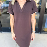 Modal Athletic Mini Dress - Espresso-510 Mini-SKIES ARE BLUE-July & June Women's Fashion Boutique Located in San Antonio, Texas
