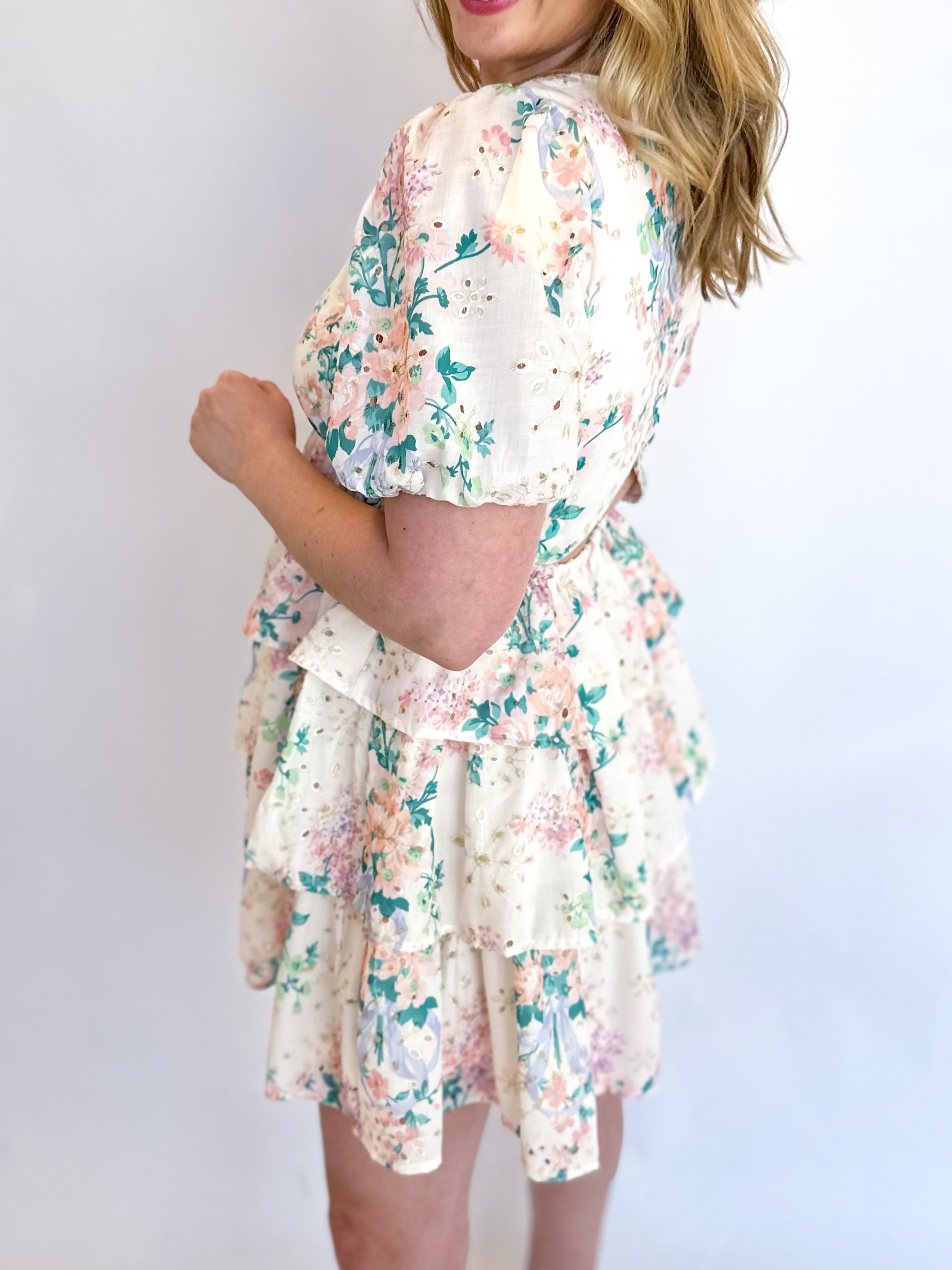 Garden Party Floral Mini Dress-510 Mini-ENTRO-July & June Women's Fashion Boutique Located in San Antonio, Texas