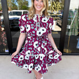 Plum Floral Mini Dress-510 Mini-ENTRO-July & June Women's Fashion Boutique Located in San Antonio, Texas
