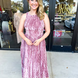 Blush Velvet Midi Dress-500 Midi-POLOGRAM-July & June Women's Fashion Boutique Located in San Antonio, Texas
