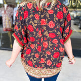 Fall Garden Blouse - Black-200 Fashion Blouses-ENTRO-July & June Women's Fashion Boutique Located in San Antonio, Texas
