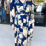 Fall Meadows Midi Dress - Midnight Blue-500 Midi-ENTRO-July & June Women's Fashion Boutique Located in San Antonio, Texas