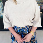 The Kimmy Sweater Top - Oatmeal-230 Sweaters/Cardis-ENTRO-July & June Women's Fashion Boutique Located in San Antonio, Texas