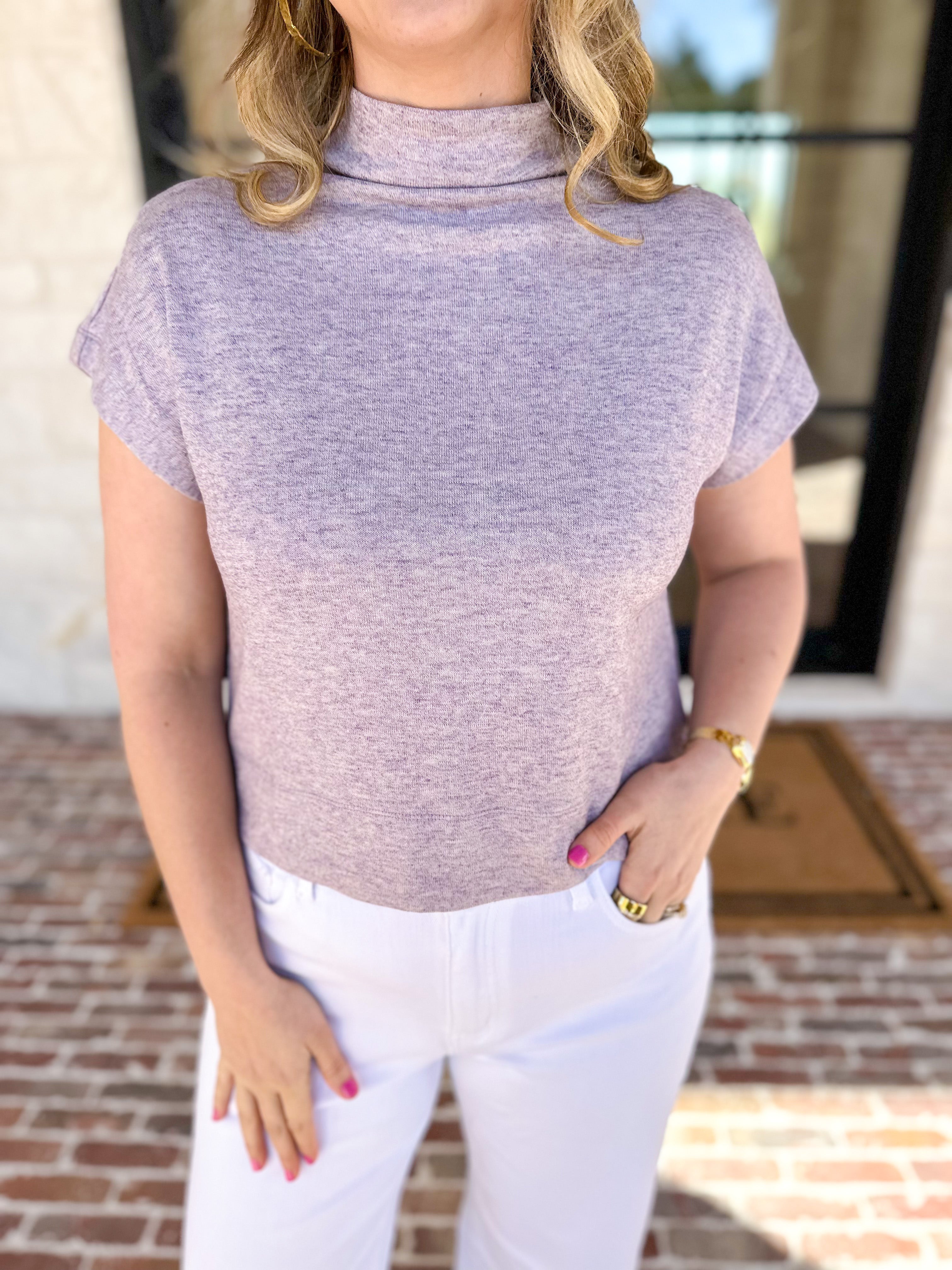 Soft Bloom Everyday Knit Top - Lavender-230 Sweaters/Cardis-ENTRO-July & June Women's Fashion Boutique Located in San Antonio, Texas