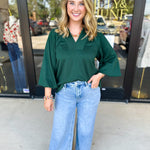 Everyday Comfy Long Sleeve - Pine Green-210 Casual Blouses-JODIFL-July & June Women's Fashion Boutique Located in San Antonio, Texas