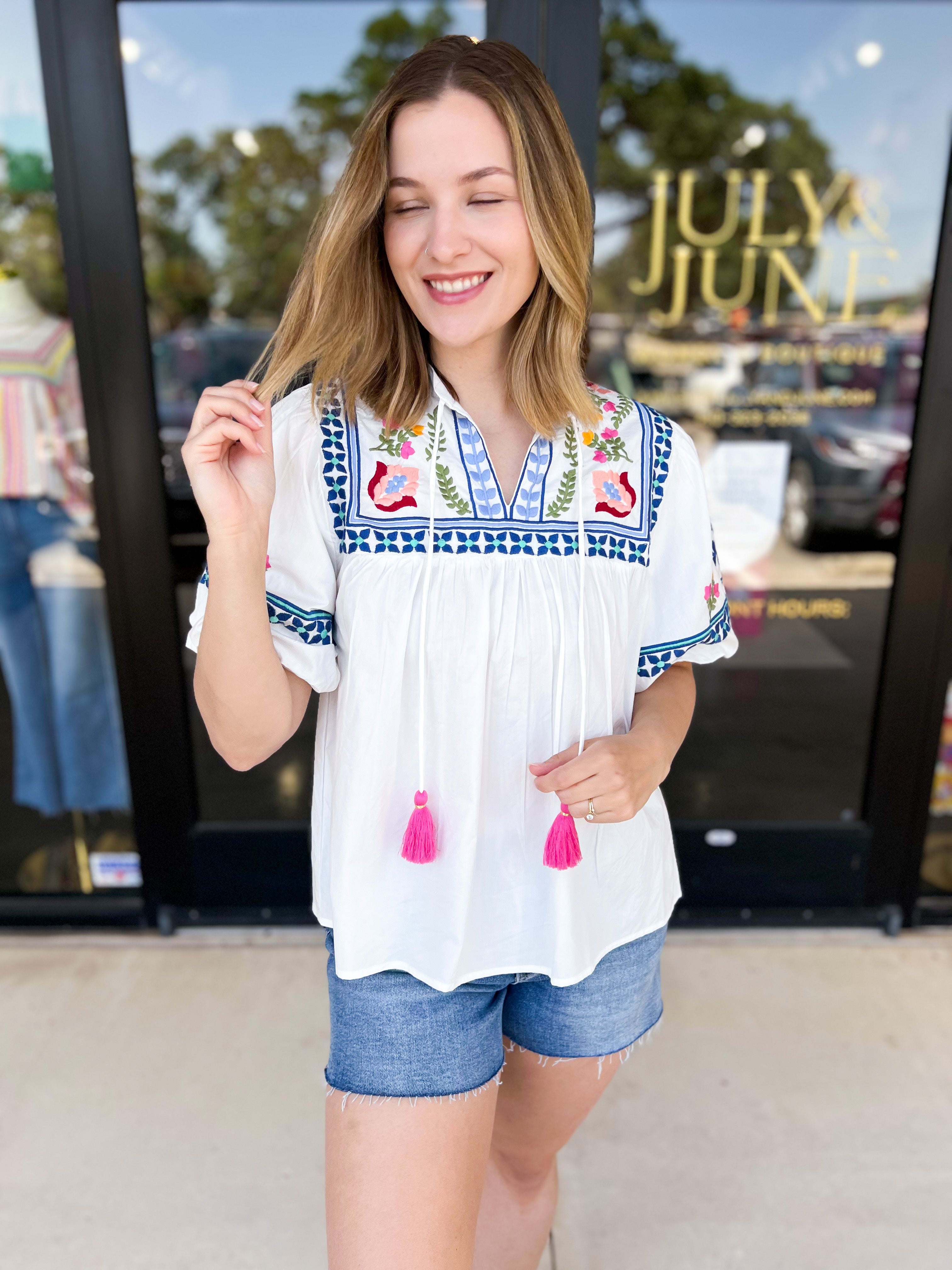 THML - The Santorini Blouse-200 Fashion Blouses-THML-July & June Women's Fashion Boutique Located in San Antonio, Texas
