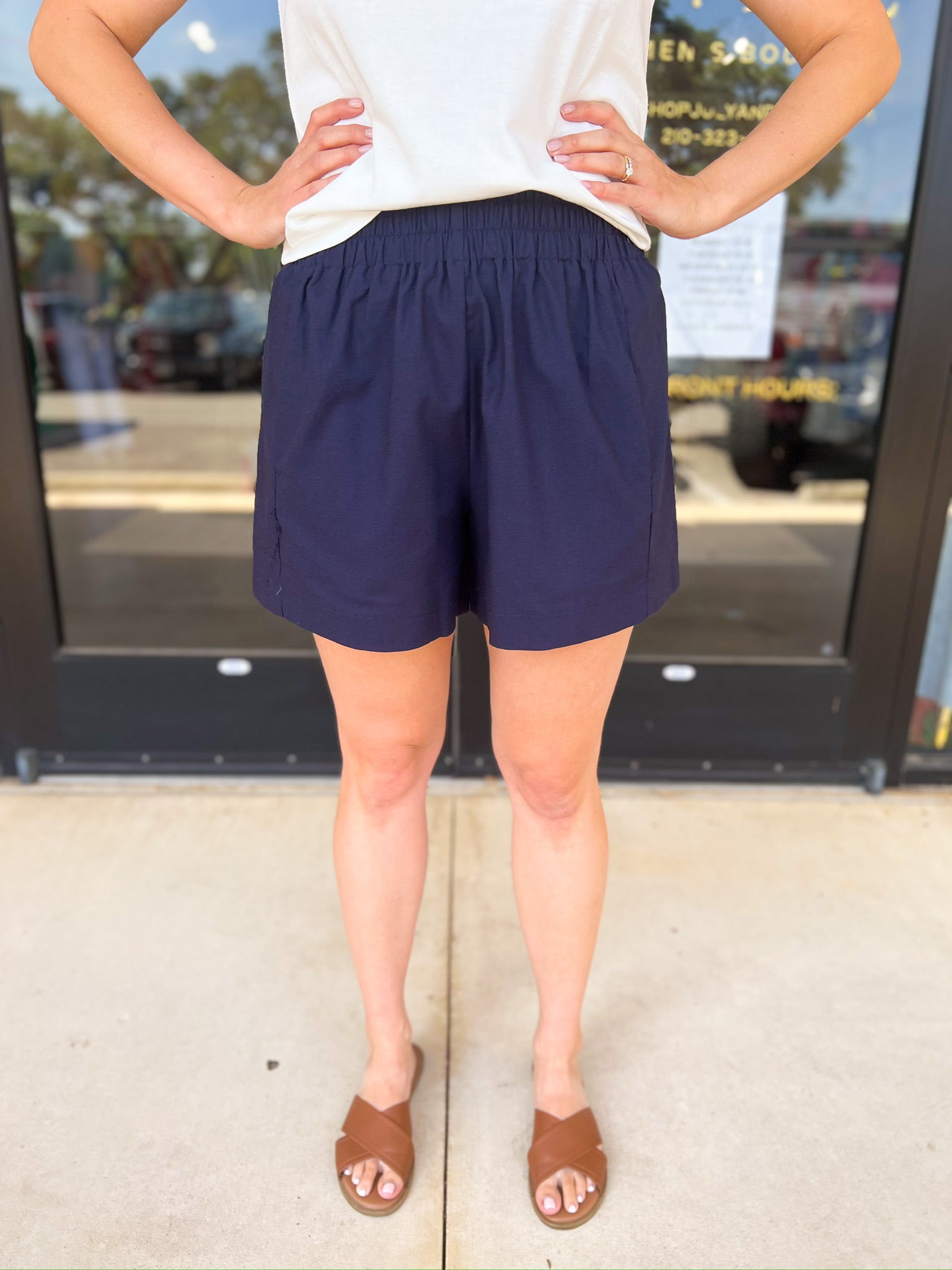 The Everyday Elevated Short - Navy-410 Shorts/Skirts-PINCH-July & June Women's Fashion Boutique Located in San Antonio, Texas