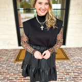 Sheer Long Sleeve Layering Top - Leopard-200 Fashion Blouses-VEVERET CLOTHING-July & June Women's Fashion Boutique Located in San Antonio, Texas