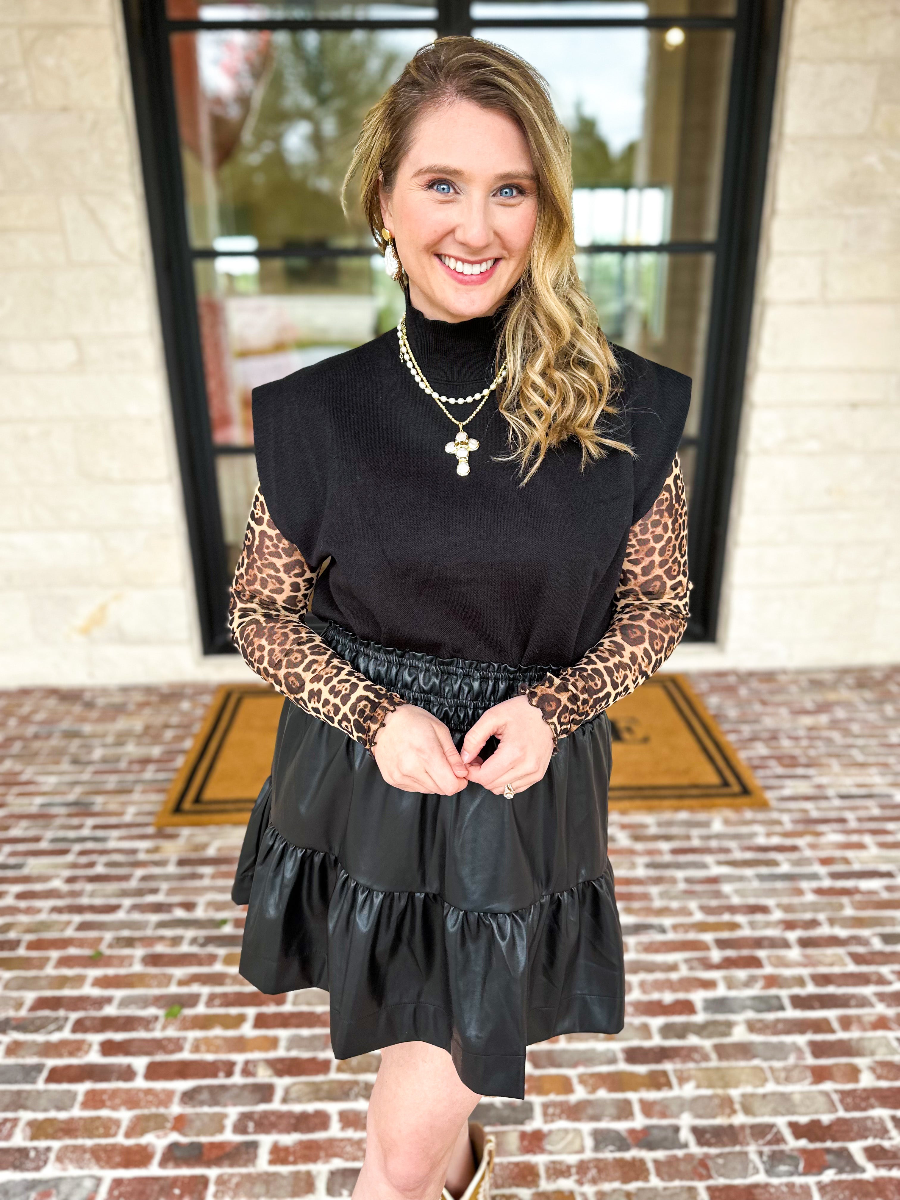 Sheer Long Sleeve Layering Top - Leopard-200 Fashion Blouses-VEVERET CLOTHING-July & June Women's Fashion Boutique Located in San Antonio, Texas