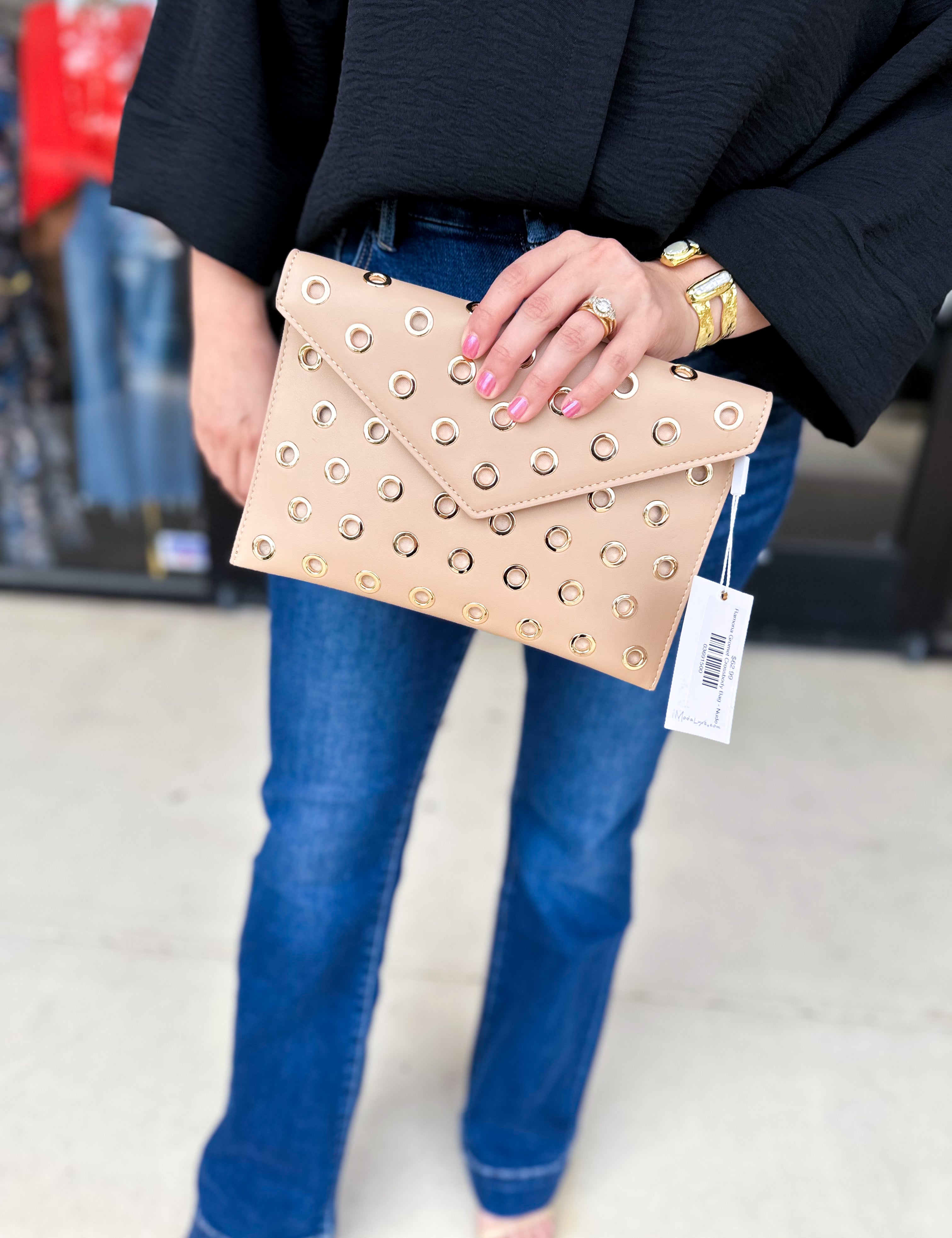 Ramona Gromet Crossbody Bag - Nude-130 ACCESSORIES-Moda Luxe-July & June Women's Fashion Boutique Located in San Antonio, Texas