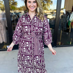The Wrenlee Wrap Midi Dress - Wine-500 Midi-POLOGRAM-July & June Women's Fashion Boutique Located in San Antonio, Texas