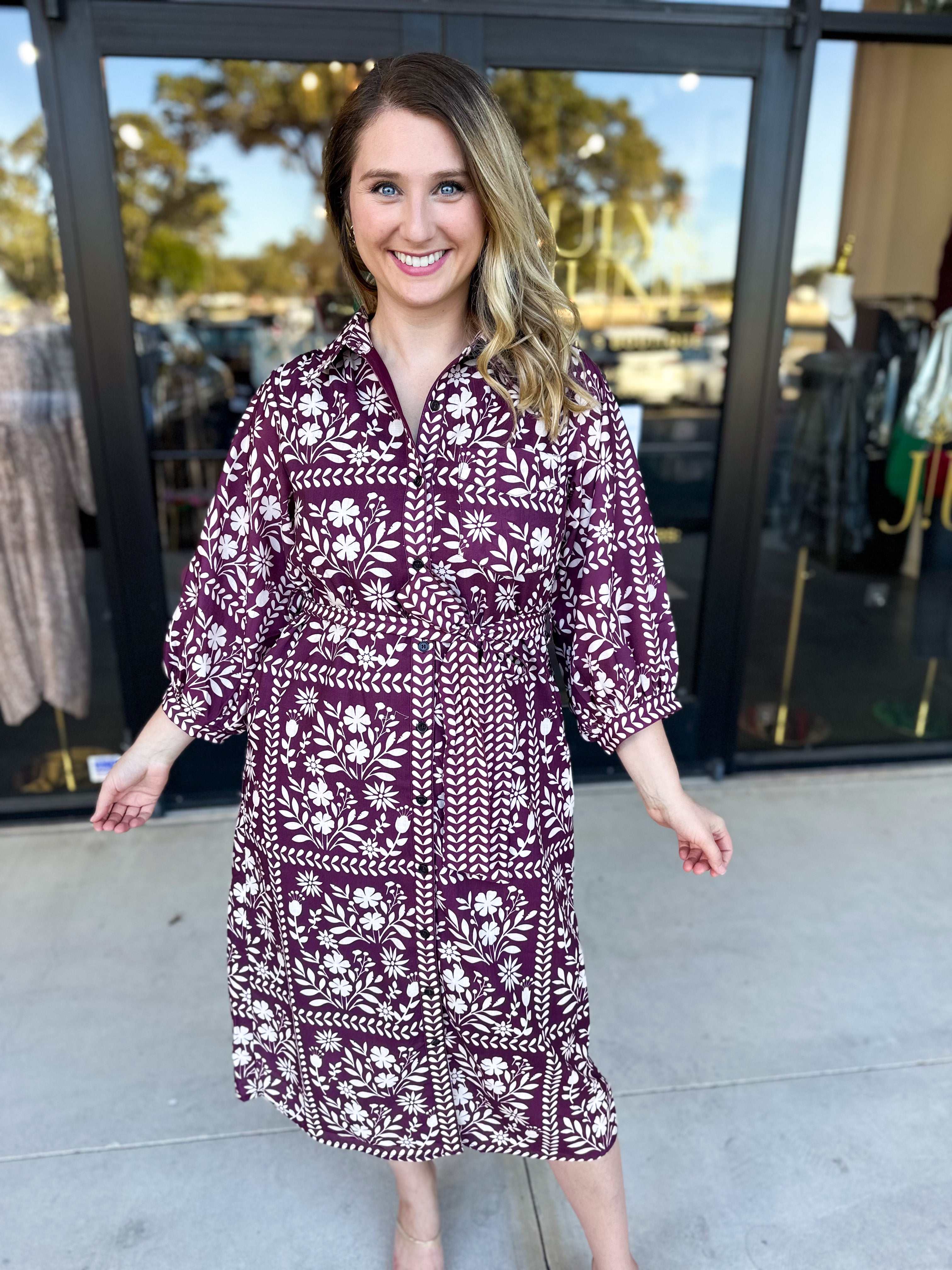 The Wrenlee Wrap Midi Dress - Wine-500 Midi-POLOGRAM-July & June Women's Fashion Boutique Located in San Antonio, Texas