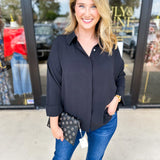 Classic Cut Button Down Blouse-200 Fashion Blouses-JODIFL-July & June Women's Fashion Boutique Located in San Antonio, Texas