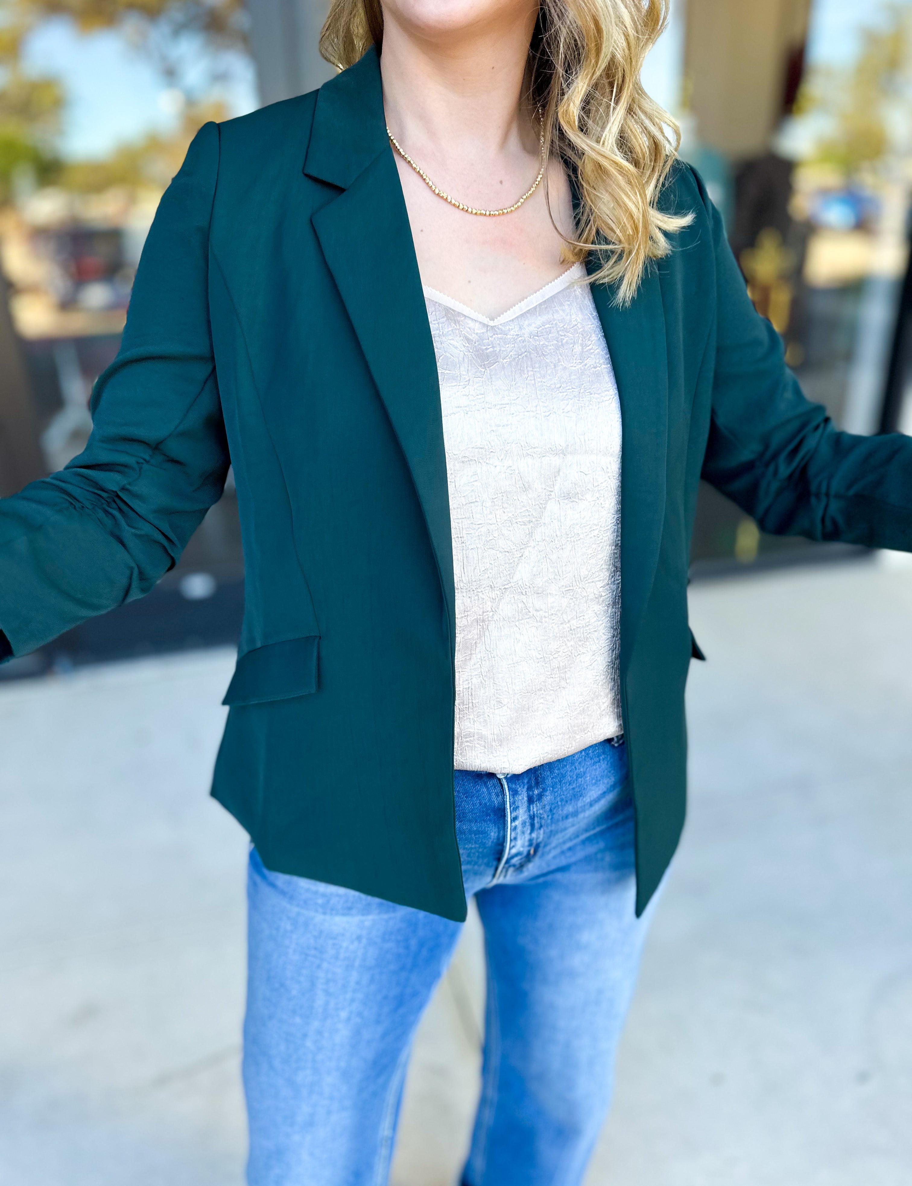 The Blair Blazer - Forrest-600 Outerwear-SKIES ARE BLUE-July & June Women's Fashion Boutique Located in San Antonio, Texas