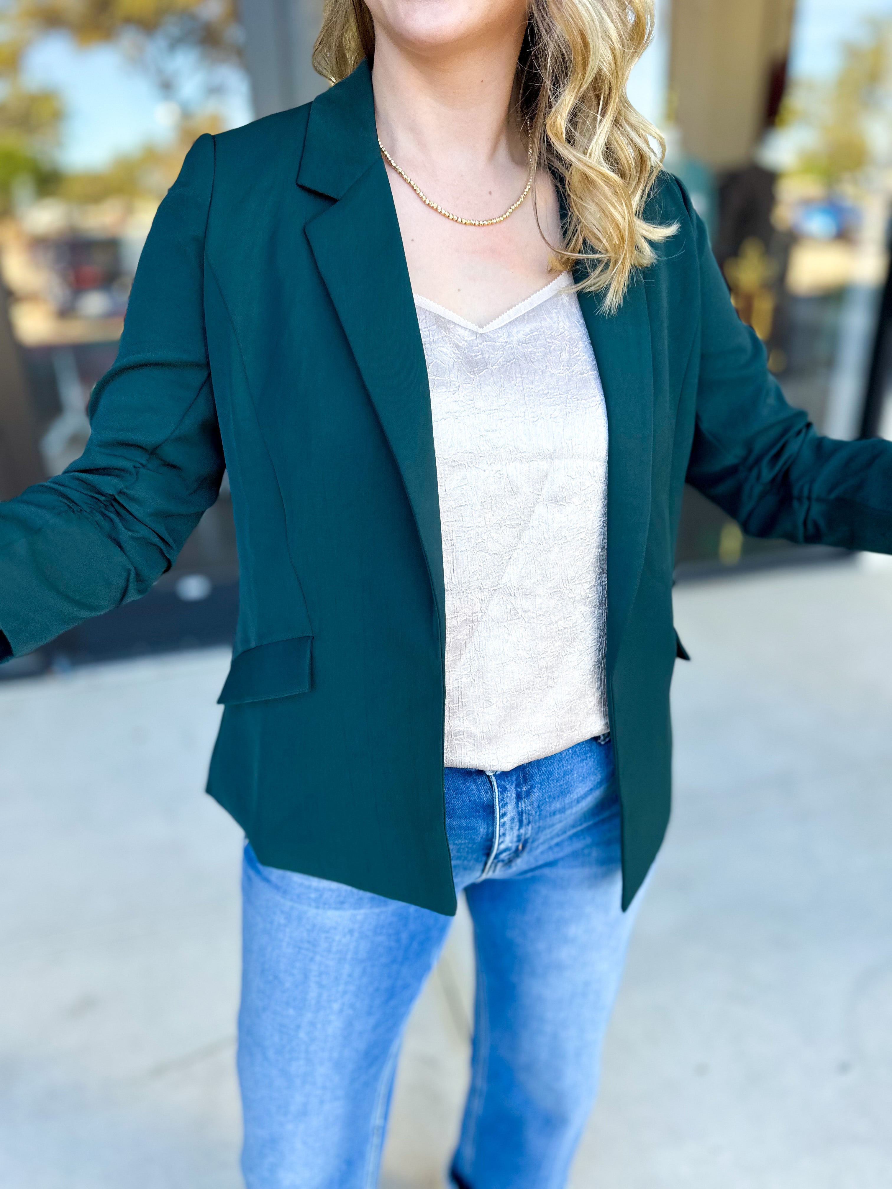 The Blair Blazer - Forrest-600 Outerwear-SKIES ARE BLUE-July & June Women's Fashion Boutique Located in San Antonio, Texas