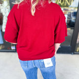 The Ella Knit Sweater Top - Burgundy-230 Sweaters/Cardis-JODIFL-July & June Women's Fashion Boutique Located in San Antonio, Texas