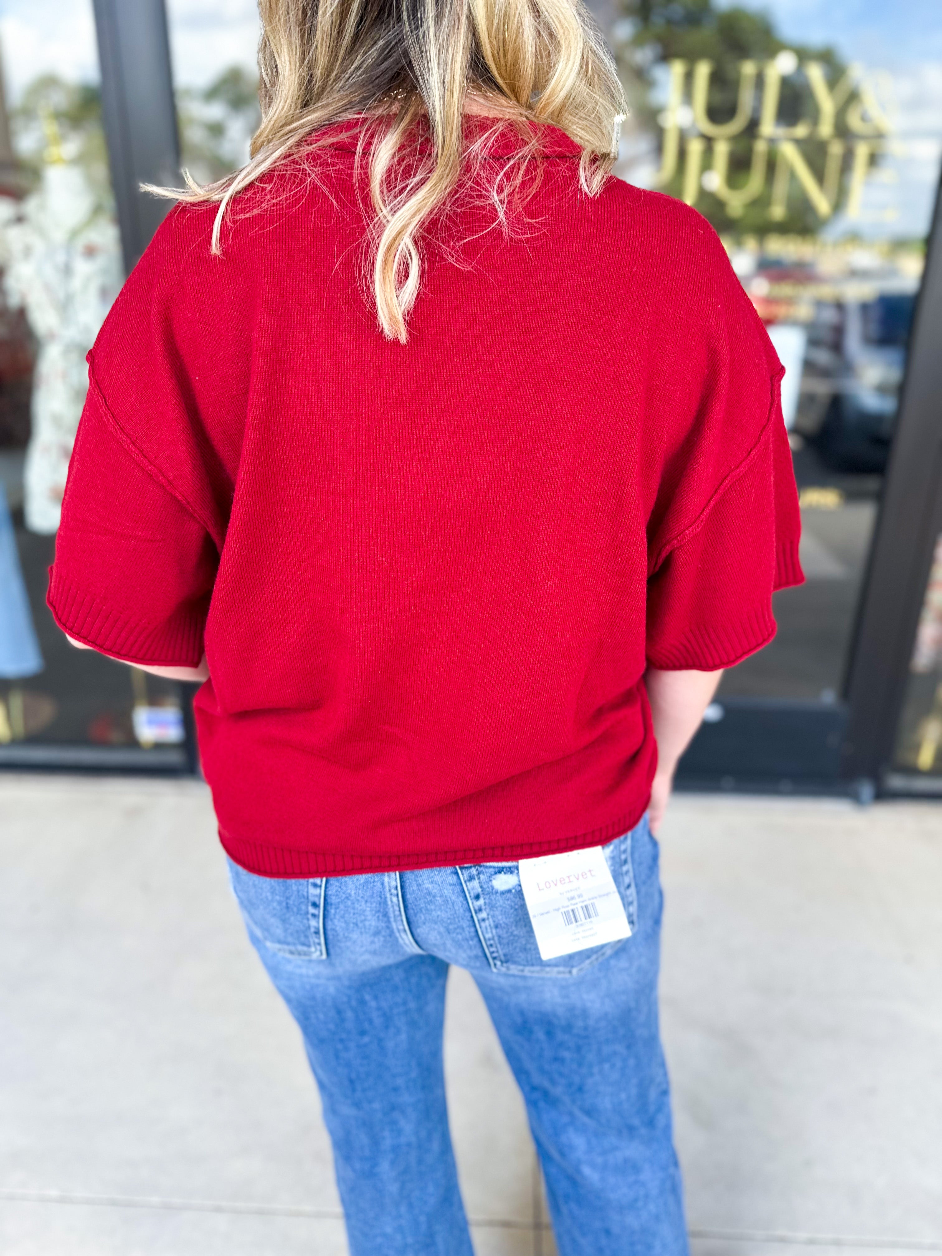 The Ella Knit Sweater Top - Burgundy-230 Sweaters/Cardis-JODIFL-July & June Women's Fashion Boutique Located in San Antonio, Texas