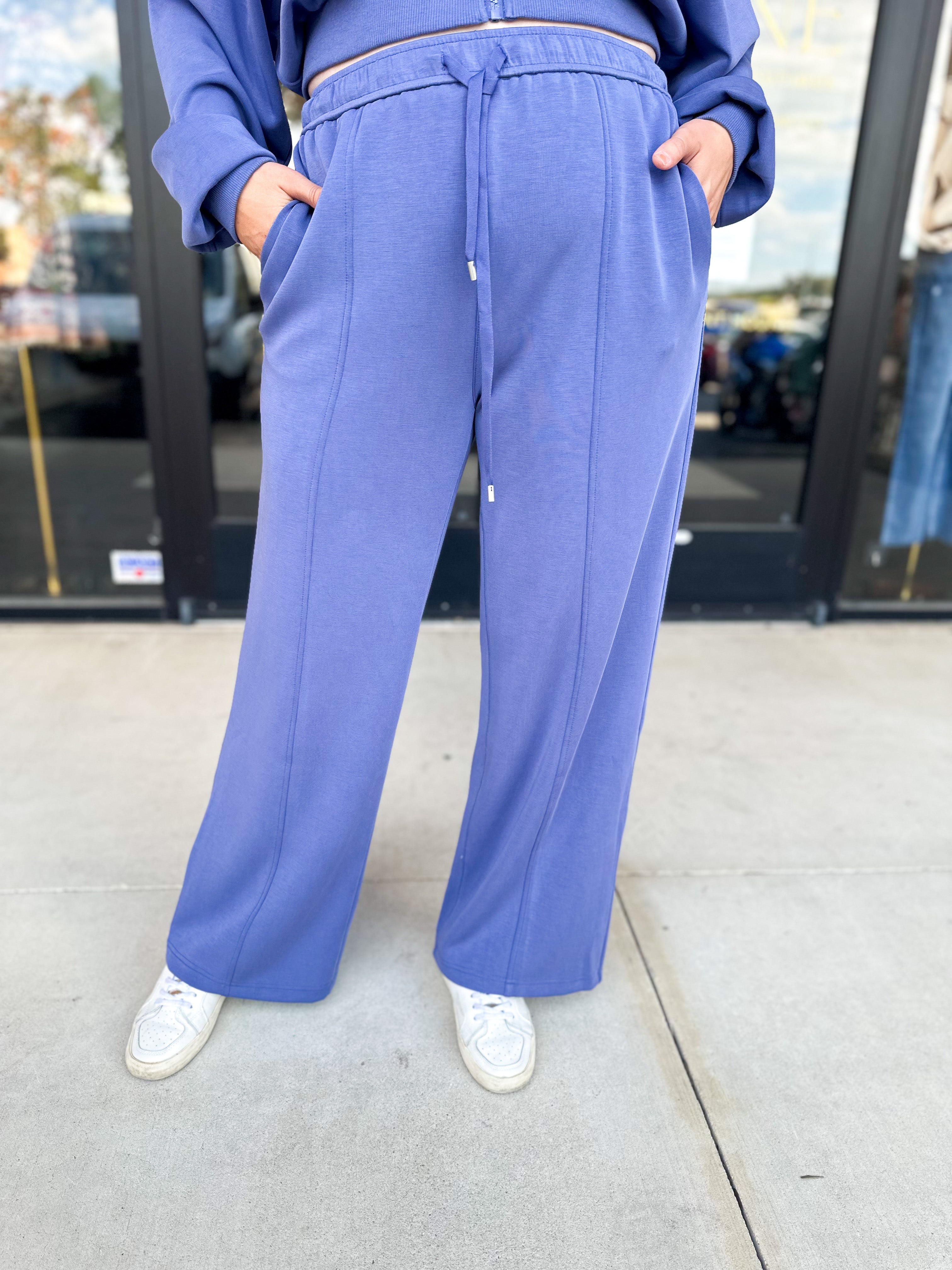 Soft Modal Lounge Pants - Denim Blue-300 Athleisure/Lounge-SKIES ARE BLUE-July & June Women's Fashion Boutique Located in San Antonio, Texas