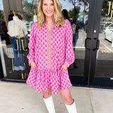Mary Square - Pink Natasha Mini Dress-510 Mini-MARY SQUARE-July & June Women's Fashion Boutique Located in San Antonio, Texas