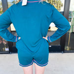 Mary Square - Charlotte Teal & Hot Pink PJ Set-300 Athleisure/Lounge-MARY SQUARE-July & June Women's Fashion Boutique Located in San Antonio, Texas