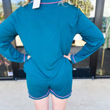 Mary Square - Charlotte Teal & Hot Pink PJ Set-300 Athleisure/Lounge-MARY SQUARE-July & June Women's Fashion Boutique Located in San Antonio, Texas