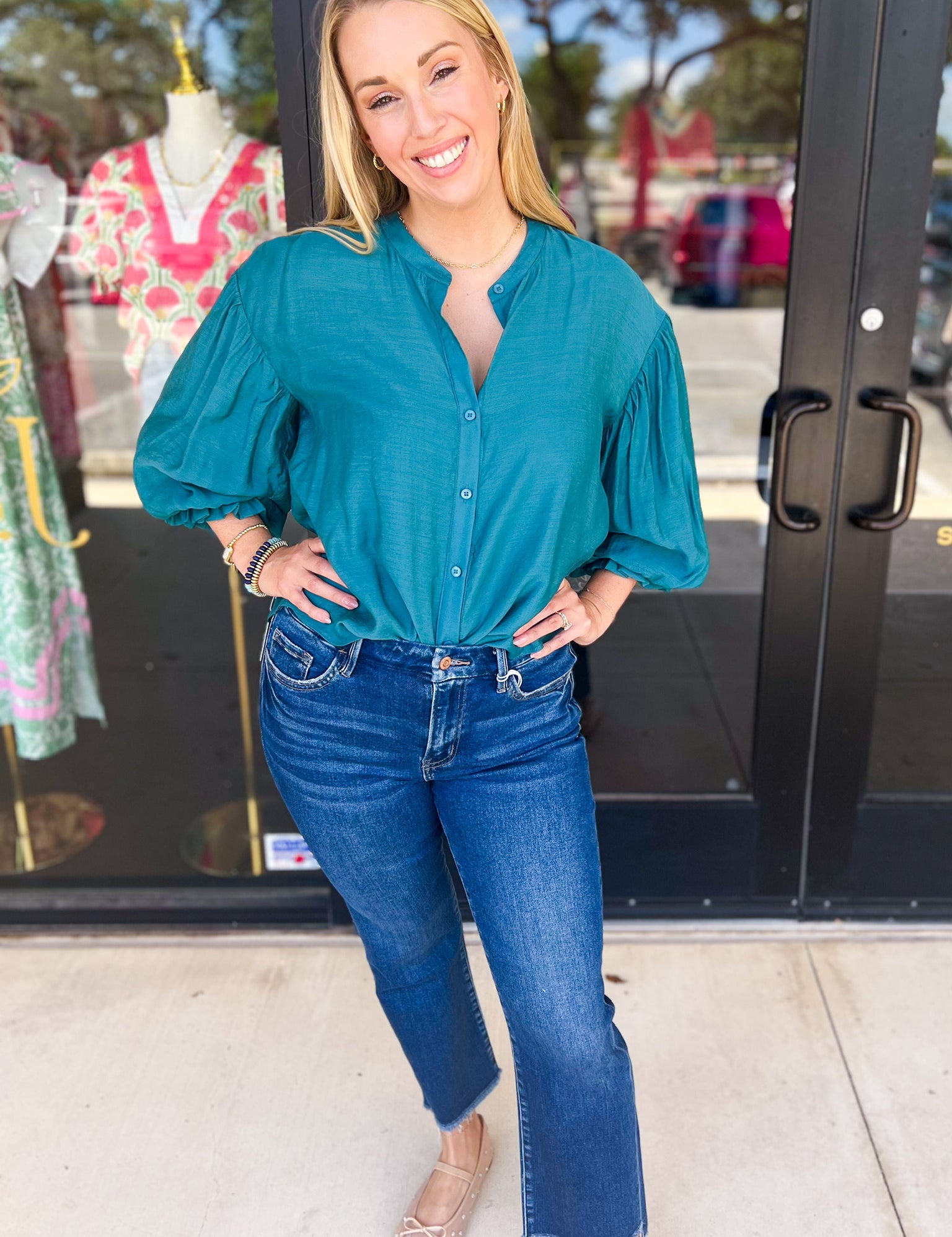 The Avery Blouse - Teal-200 Fashion Blouses-FATE-July & June Women's Fashion Boutique Located in San Antonio, Texas