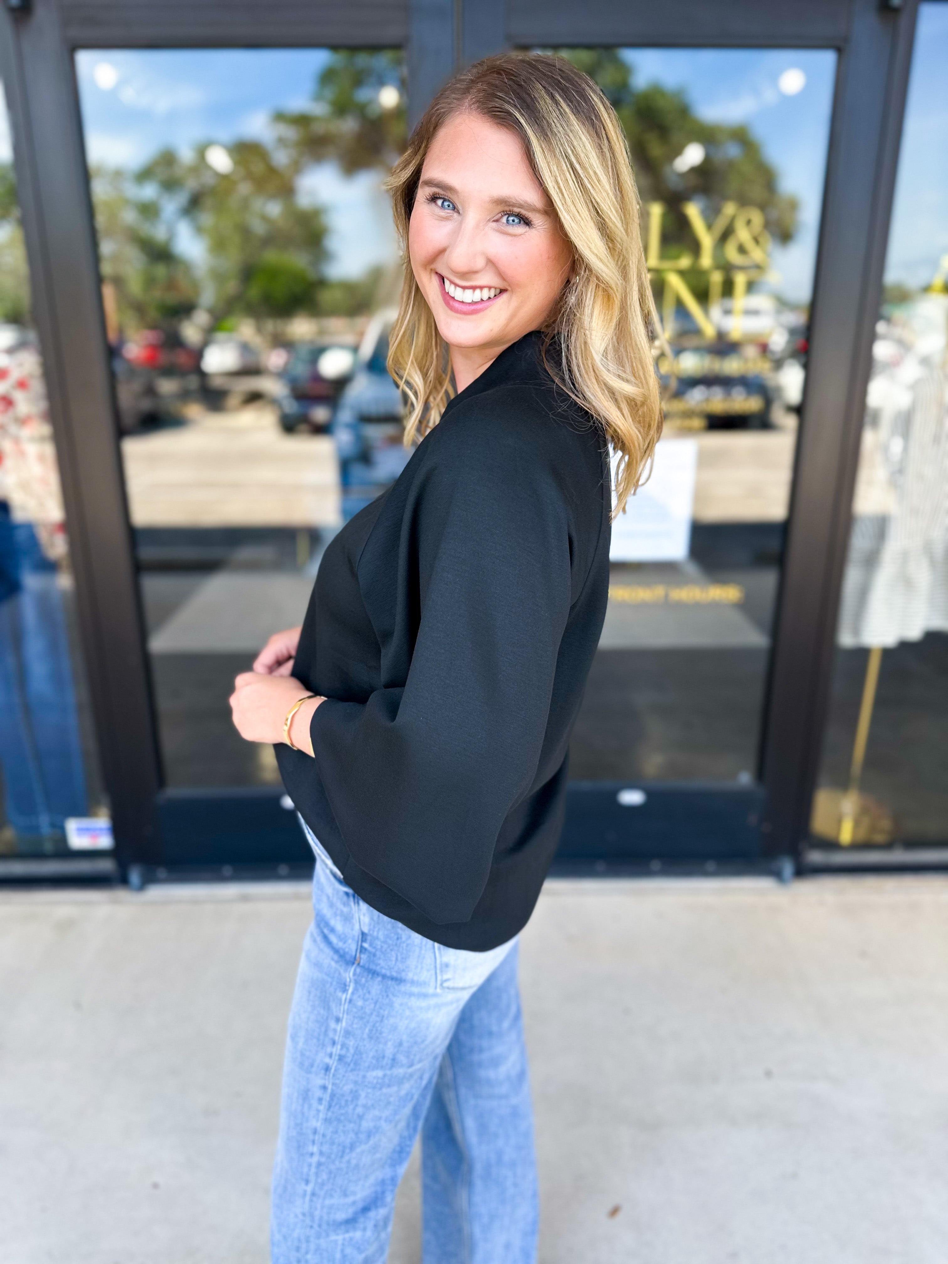 Everyday Comfy Long Sleeve - Black-210 Casual Blouses-JODIFL-July & June Women's Fashion Boutique Located in San Antonio, Texas