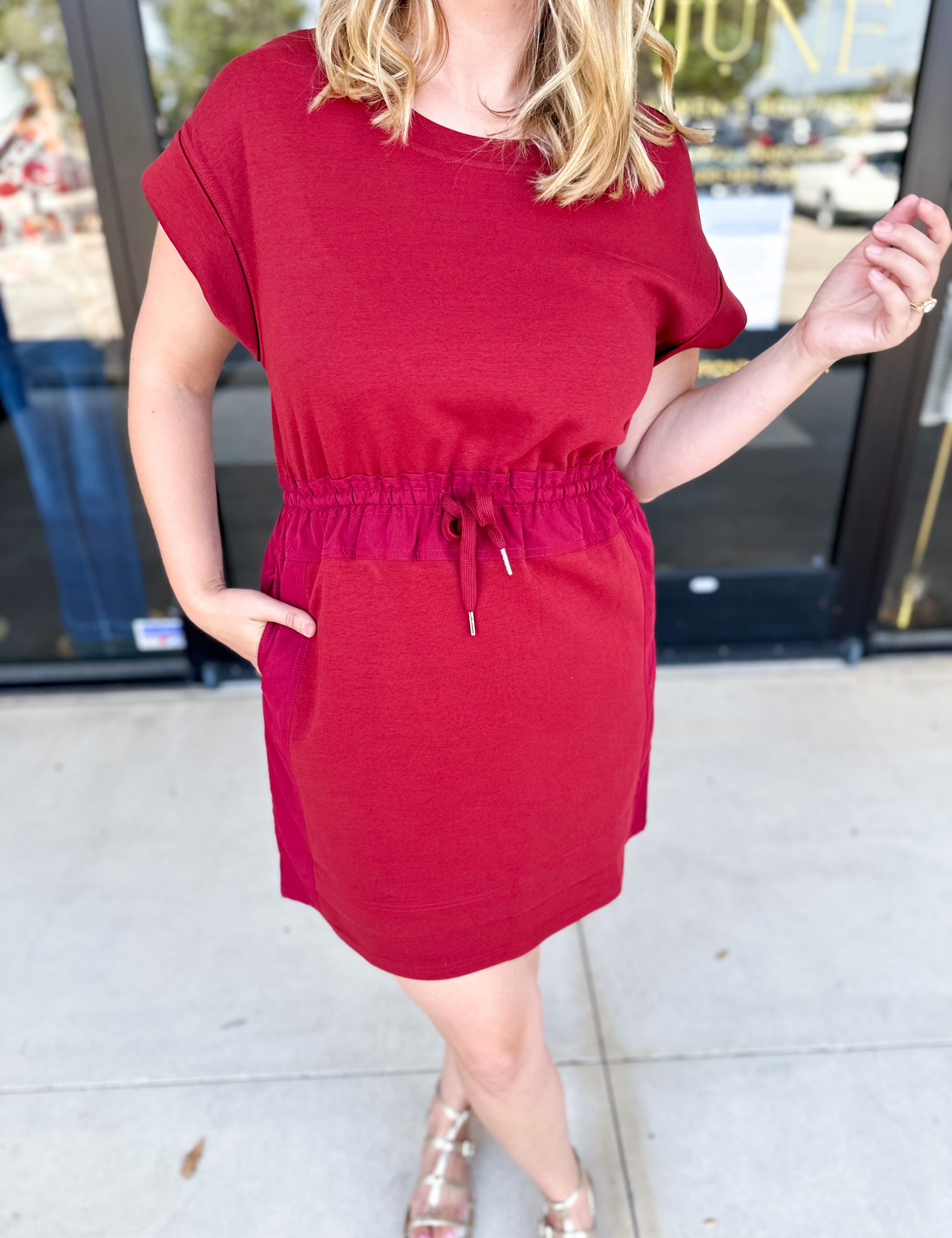 The Everyday Active Mini Dress - Burgundy-510 Mini-JODIFL-July & June Women's Fashion Boutique Located in San Antonio, Texas