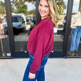 Soft Modal Bomber Jacket - Wine-300 Athleisure/Lounge-SKIES ARE BLUE-July & June Women's Fashion Boutique Located in San Antonio, Texas