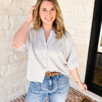 Stripe Dolman Blouse - Sage-200 Fashion Blouses-ALLIE ROSE-July & June Women's Fashion Boutique Located in San Antonio, Texas