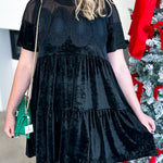 Lace Details Velvet Mini Dress - Black-510 Mini-FATE-July & June Women's Fashion Boutique Located in San Antonio, Texas
