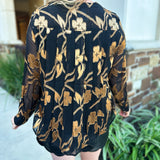 Current Air - Golden Floral Blouse-200 Fashion Blouses-CURRENT AIR CLOTHING-July & June Women's Fashion Boutique Located in San Antonio, Texas