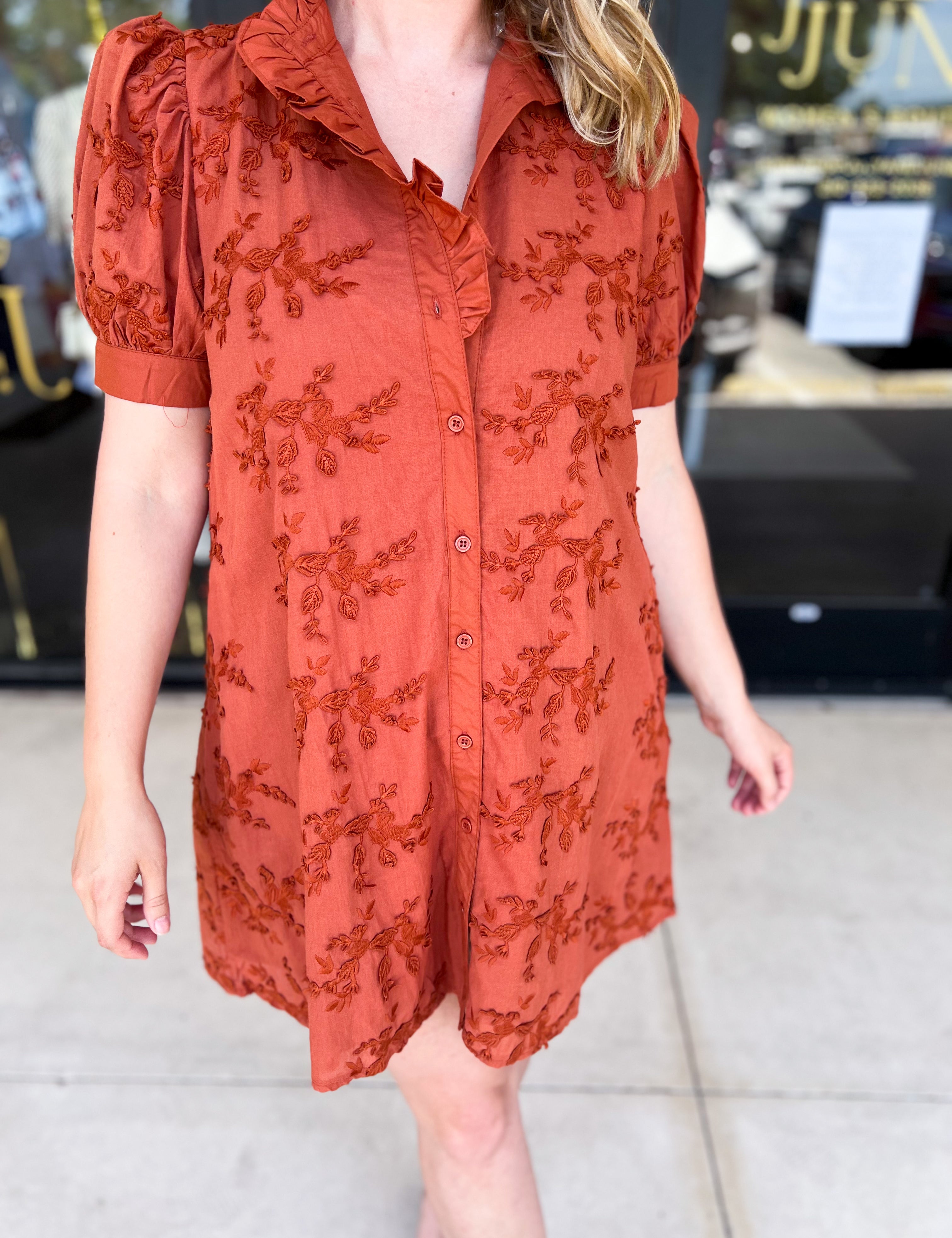 Floral Crochet Mini Dress - Carmel-510 Mini-ENTRO-July & June Women's Fashion Boutique Located in San Antonio, Texas