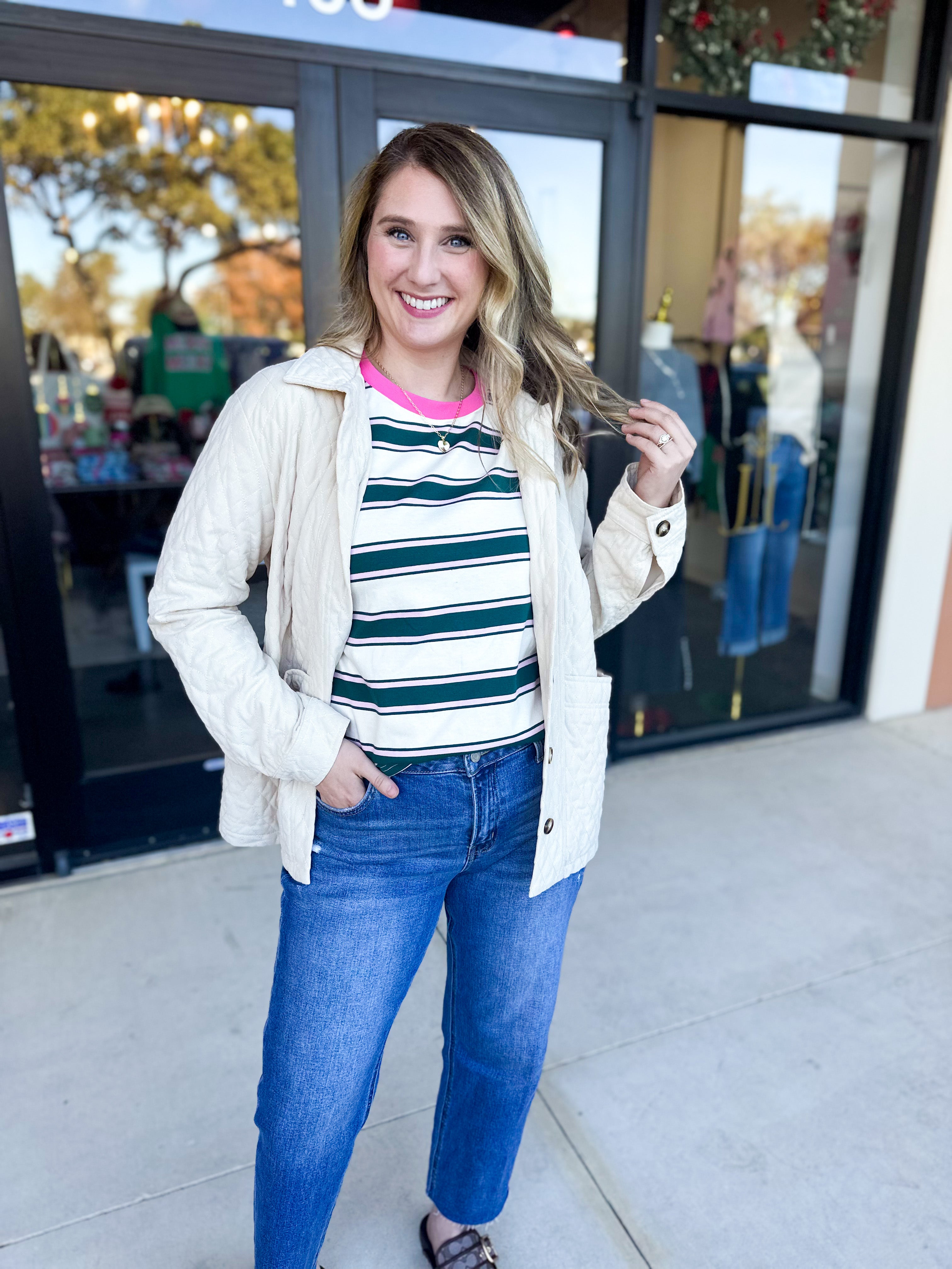 Cream Quilted Jacket-600 Outerwear-LISTICLE-July & June Women's Fashion Boutique Located in San Antonio, Texas