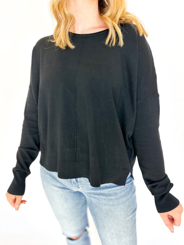 Softest Basic Sweater- Black-230 Sweaters/Cardis-&MERCI-July & June Women's Fashion Boutique Located in San Antonio, Texas