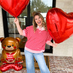 Red & Pink Casual Tee-210 Casual Blouses-DAY + MOON-July & June Women's Fashion Boutique Located in San Antonio, Texas