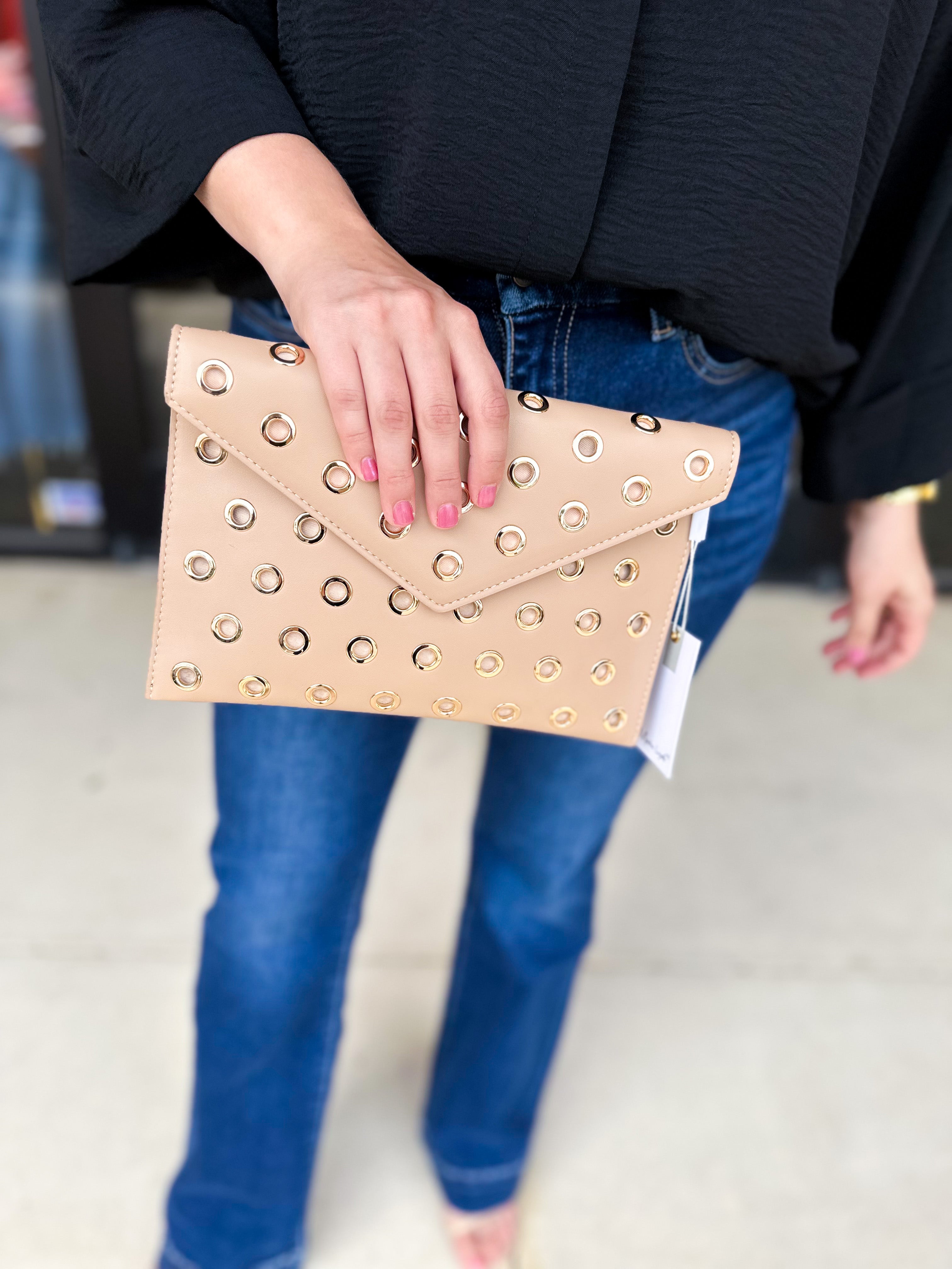 Ramona Gromet Crossbody Bag - Nude-130 ACCESSORIES-Moda Luxe-July & June Women's Fashion Boutique Located in San Antonio, Texas