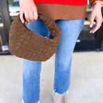Autumn Woven Genuine Suede Leather Clutch - Chocolate-130 ACCESSORIES-Moda Luxe-July & June Women's Fashion Boutique Located in San Antonio, Texas