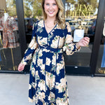 Fall Meadows Midi Dress - Midnight Blue-500 Midi-ENTRO-July & June Women's Fashion Boutique Located in San Antonio, Texas