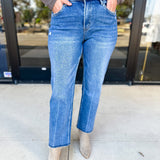 Vervet - High Rise Raw Hem Ankle Straight Jeans-400 Pants-VEVERT BY FLYING MONKEY-July & June Women's Fashion Boutique Located in San Antonio, Texas